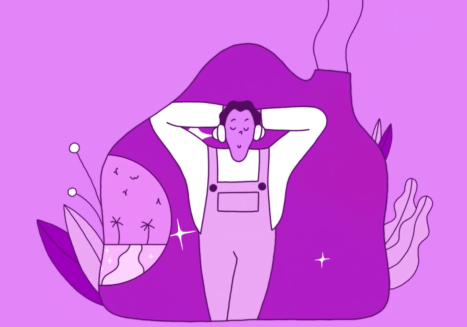 illustration shows a calm parent in a home